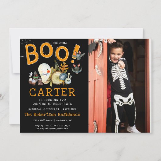 Carte Petit Boo | Fête d'anniversaire de Ghost Halloween (Devant)
