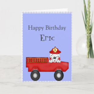 Carte Petit Camion-feu rouge, Anniversaire dalmate