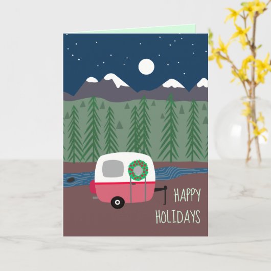 Carte Petit Camper à Noël (Fleur jaune)