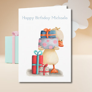 Carte Petit canard avec cadeaux personnalisés Anniversai