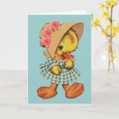 Carte Petit canard dans la robe et le capot (Fleur jaune)