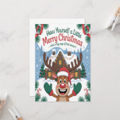 Carte Petit cerf joyeux Noël (Devant/Arrière en situation)