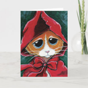 Carte Petit Chaperon Rouge   Cat Art Greeting Card