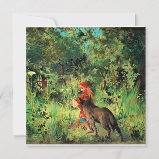Carte Petit chaperon rouge, peinture d'art (Devant)
