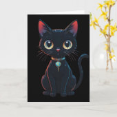 Carte Petit Chat Noir Effrayant (Fleur jaune)
