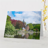 Carte Petit château près du lac à Bruges, Belgique (Fleur jaune)