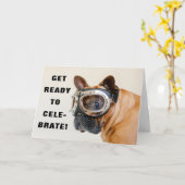 Carte Petit Chien Ajouter un nom ou Age Fun Joyeux Anniv (Fleur jaune)