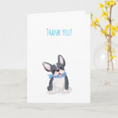 Carte Petit chiot français bulldog (Fleur jaune)