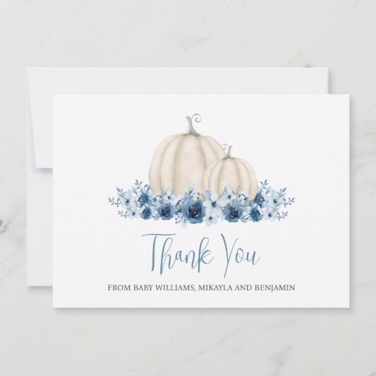 Carte Petit Citrouille Baby Boy Baby shower Merci (Devant)