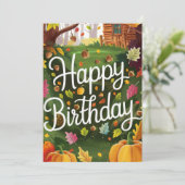 Carte Petit Citrouille Chaud Automne Automne Chaud Joyeu (Debout devant)