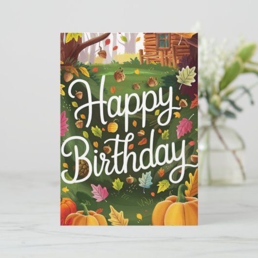 Carte Petit Citrouille Chaud Automne Automne Chaud Joyeu (Debout devant)