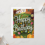 Carte Petit Citrouille Chaud Automne Automne Chaud Joyeu (Devant/Arrière en situation)