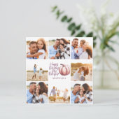 Carte petit citrouille violet fleuri rose multi photo (Debout devant)