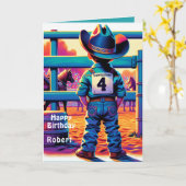 Carte Petit cow-boy occidental 4e anniversaire rodéo per (Fleur jaune)