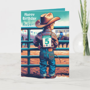 Carte Petit cow-boy occidental 5e anniversaire Rodeo per
