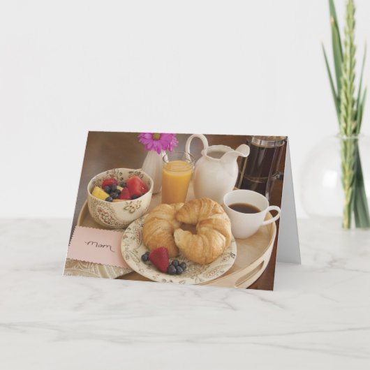 Carte Petit déjeuner dans le lit pour le jour de mère (Devant)