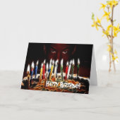 Carte Petit diable de joyeux anniversaire (Fleur jaune)