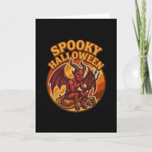 Carte Petit diable effrayant Halloween Design Rétro