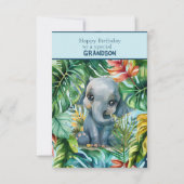 Carte Petit éléphant Joyeux Anniversaire Petit-fils spéc (Devant)