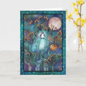 Carte Petit Fantôme dans les Arbres Art de Halloween Mig (Fleur jaune)