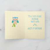 Carte Petit-fils 2e anniversaire, hibou, bleu, vert (Intérieur)