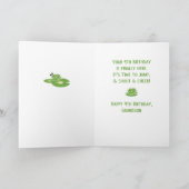Carte Petit-fils, 4e anniversaire, grenouille (Intérieur)