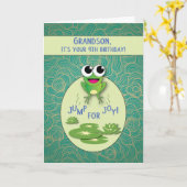 Carte Petit-fils, 4e anniversaire, grenouille (Fleur jaune)