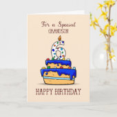 Carte Petit-fils 6e anniversaire, 6 sur le gâteau bleu d (Fleur jaune)