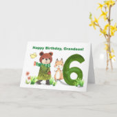 Carte Petit-fils 6e anniversaire Ours d'aquarelle et ren (Fleur jaune)