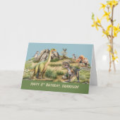 Carte Petit-fils 8e anniversaire bébé Dinosaure vie (Fleur jaune)