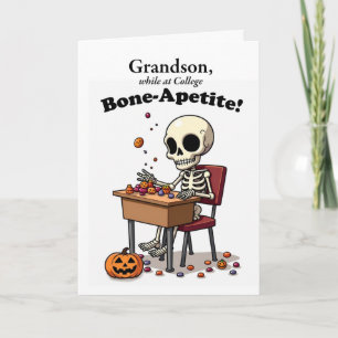 Carte Petit-fils à l'université Halloween Funny Skeleton