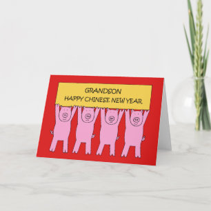 Carte Petit-fils Bonne année chinoise du cochon