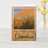 Carte Petit-fils d'anniversaire, arbres d'hiver ensoleil (Fleur jaune)