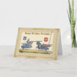 Carte Petit-fils d'anniversaire, chevaliers joutant,<br><div class="desc">Petit-fils d'anniversaire,  chevaliers joutant,  plein barder de chevaux</div>