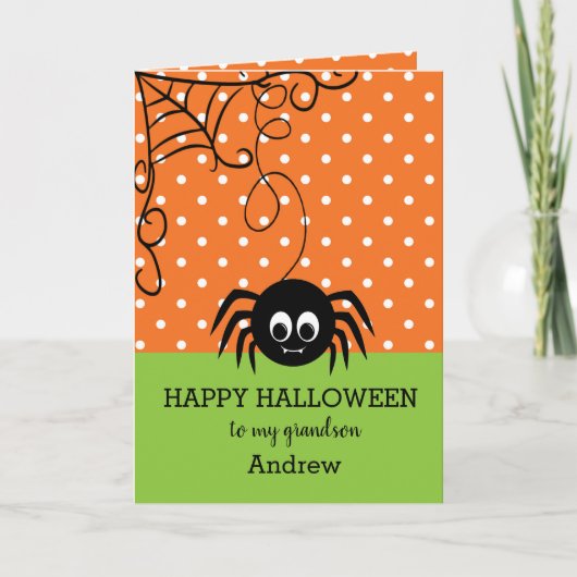 Carte Petit-fils Halloween araignée (Devant)