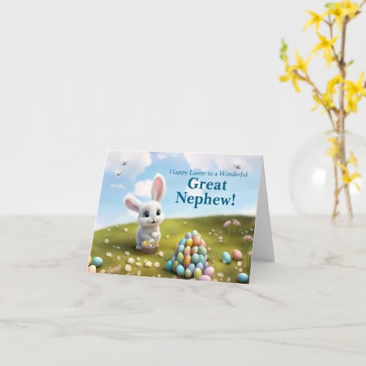 Carte Petit-fils heureux Pâques Lapin de Pâques mignon (Fleur jaune)