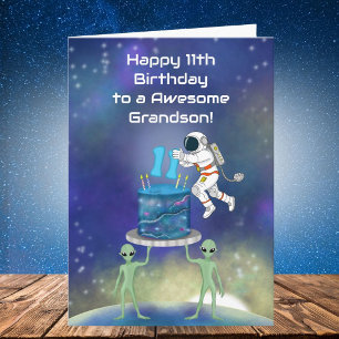 Carte Petit-fils Joyeux 11ème Anniversaire Astronaute av