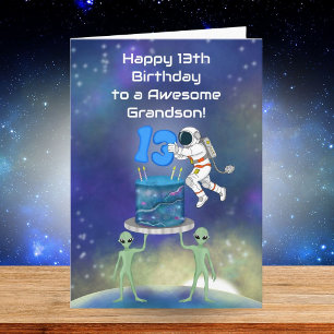 Carte Petit-fils Joyeux 13e Anniversaire Astronaute avec