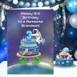 Carte Petit-fils Joyeux 3ème Anniversaire Astronaute ave