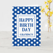 Carte Petit-fils Joyeux Anniversaire Blue Polka Dot (Fleur jaune)