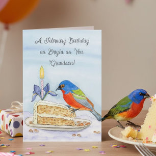 Carte Petit-fils Joyeux Anniversaire de Février Pinson M