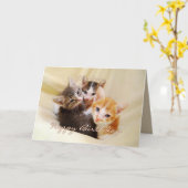 Carte Petit-fils Joyeux Trio d'anniversaire de Kittens (Fleur jaune)