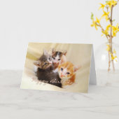 Carte Petit-fils Joyeux Trio d'anniversaire de Kittens (Fleur jaune)