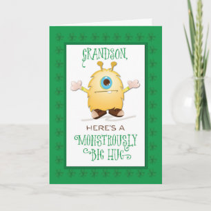 Carte Petit-fils Monstre Câlin Saint-Patrick Shamrocks