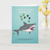 Carte Petit-Fils Motif Requin (Fleur jaune)