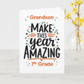 Carte Petit-fils Retour à l'école 7e année Faire cette a (Fleur jaune)