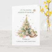 Carte Petit-fils sapin de Noël Rocse Horse Nutcracker (Fleur jaune)