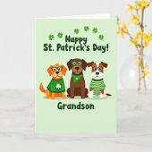 Carte Petit-Fils Shamrocks Green Dog (Fleur jaune)