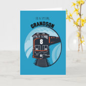 Carte Petit-fils train d'anniversaire 8, Petit garçon, B (Fleur jaune)