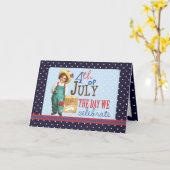 Carte Petit garçon américain Vintage 4 juillet (Fleur jaune)